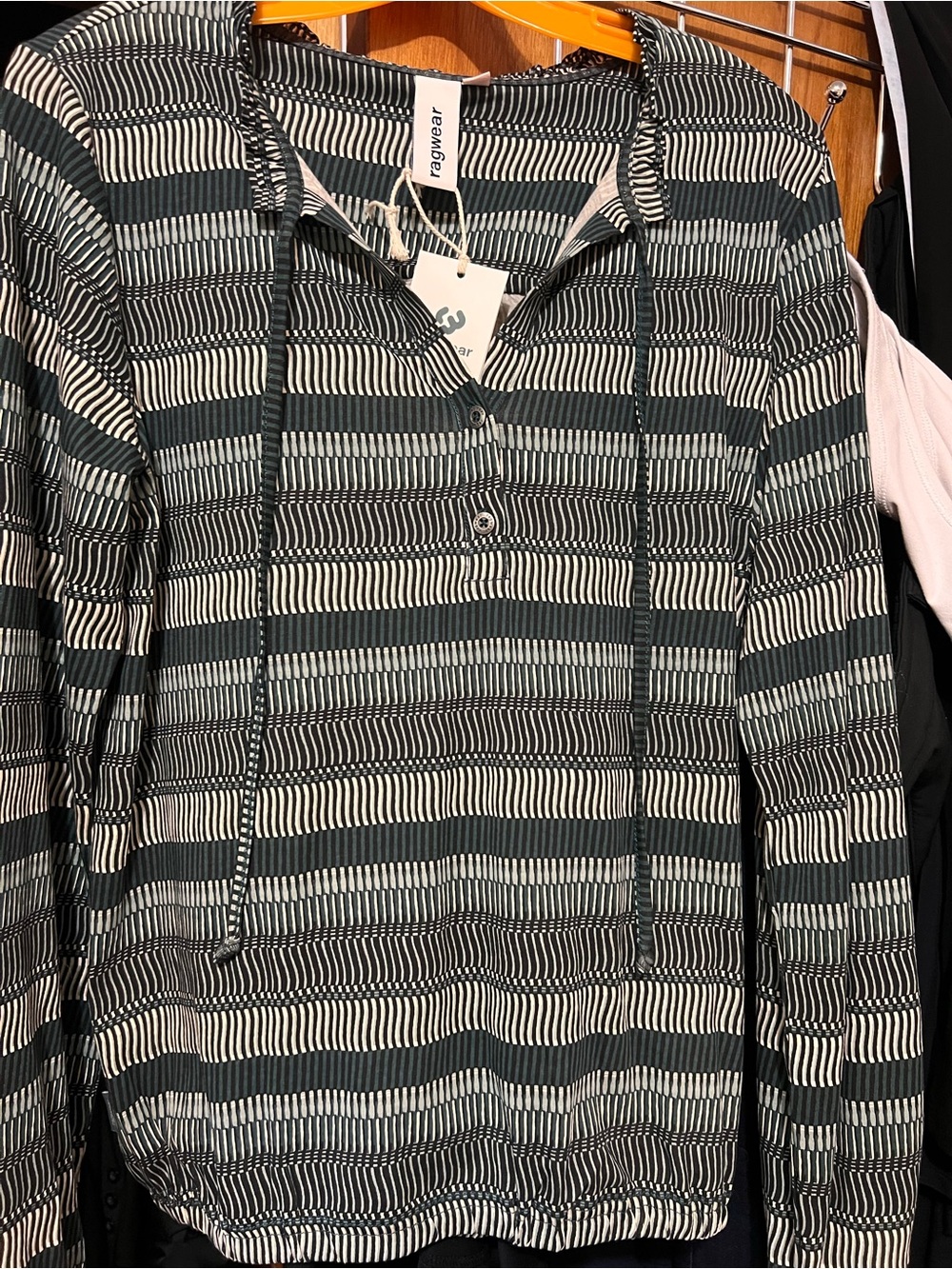 Ragwear Striped Top - Black Green & Cream